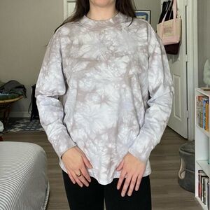 White and gray tie-dye crewneck athleisure crewneck sweatshirt